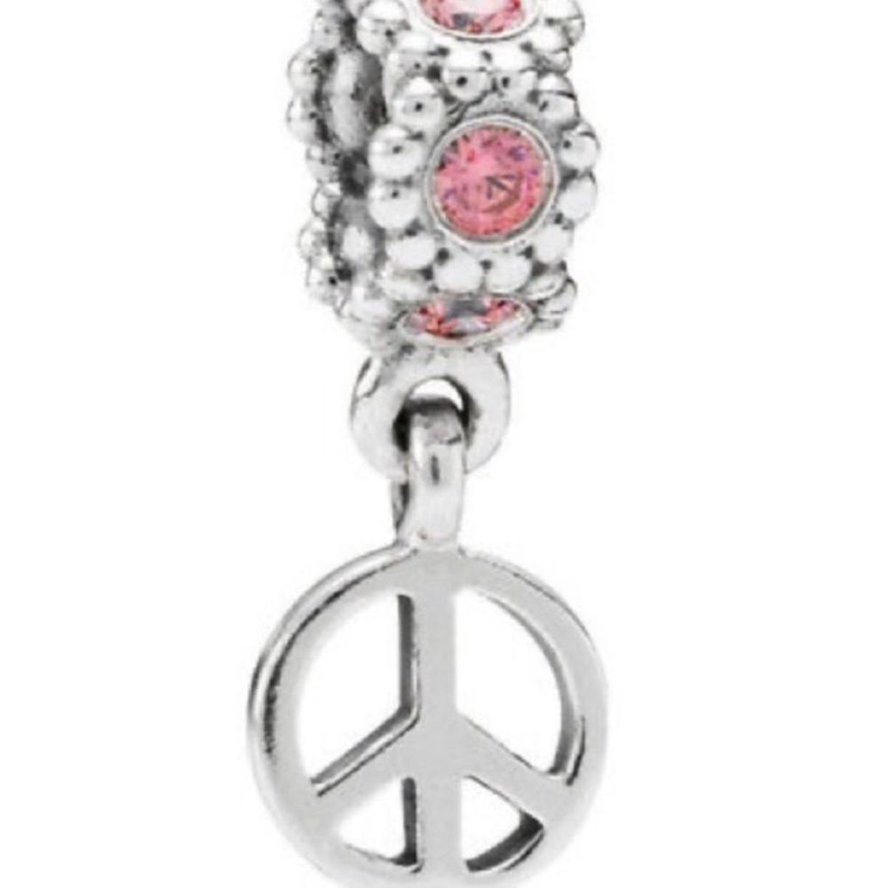 Pandora charm, pink peace sign dangle